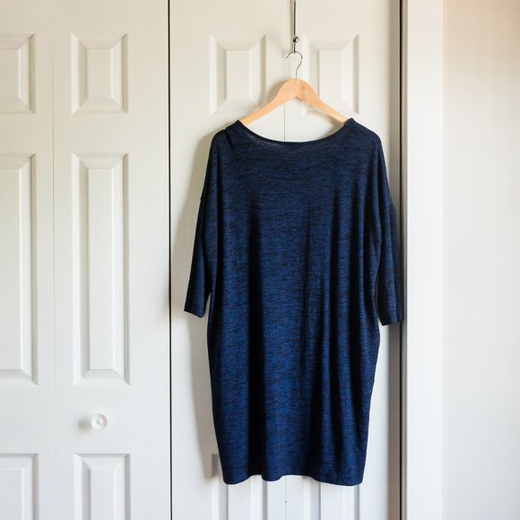 Blue long sleeve dress with pockets - Picture 3 of 8